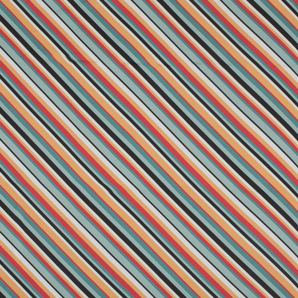 Stretch Cotton Sateen - Orange and Blue Diagonal Stripes - Prajapati's Gift Print - Mood Exclusive Surya Collection - Joann Fabrics
