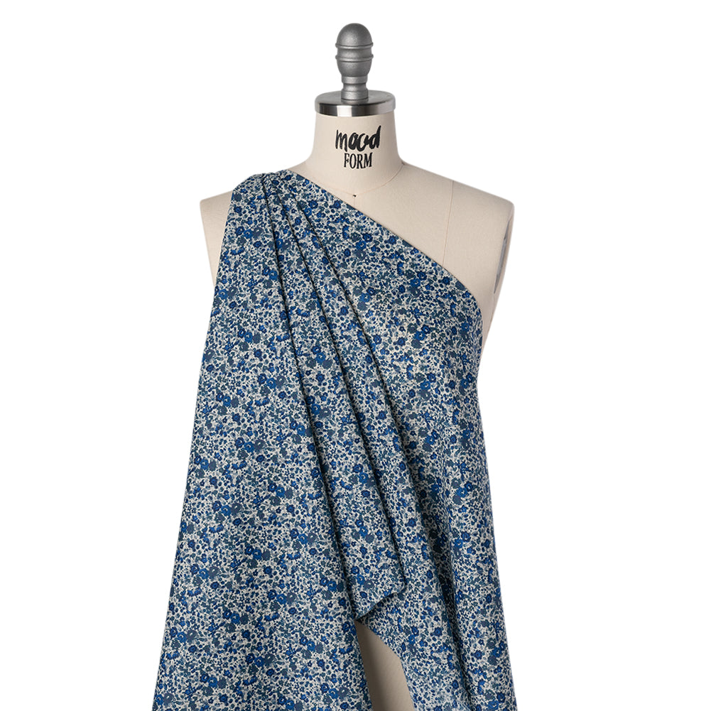 Liberty Fabrics Tana Lawn® - Emma and Georgina Dark Blue - Bright Blue, Blue-Gray and White Floral - Joann Fabrics
