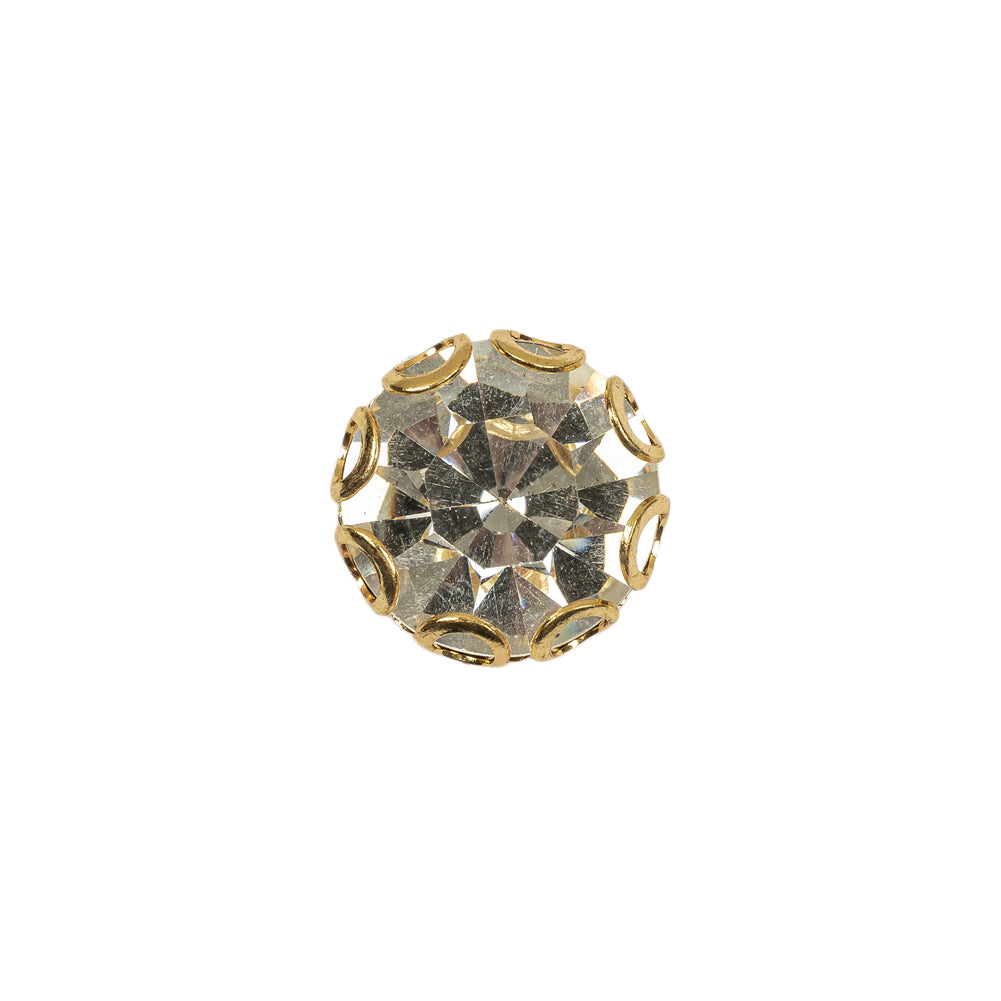Vintage Crystal Rhinestone and Gold Edged Self Back Button - 20L/12.5mm - Joann Fabrics