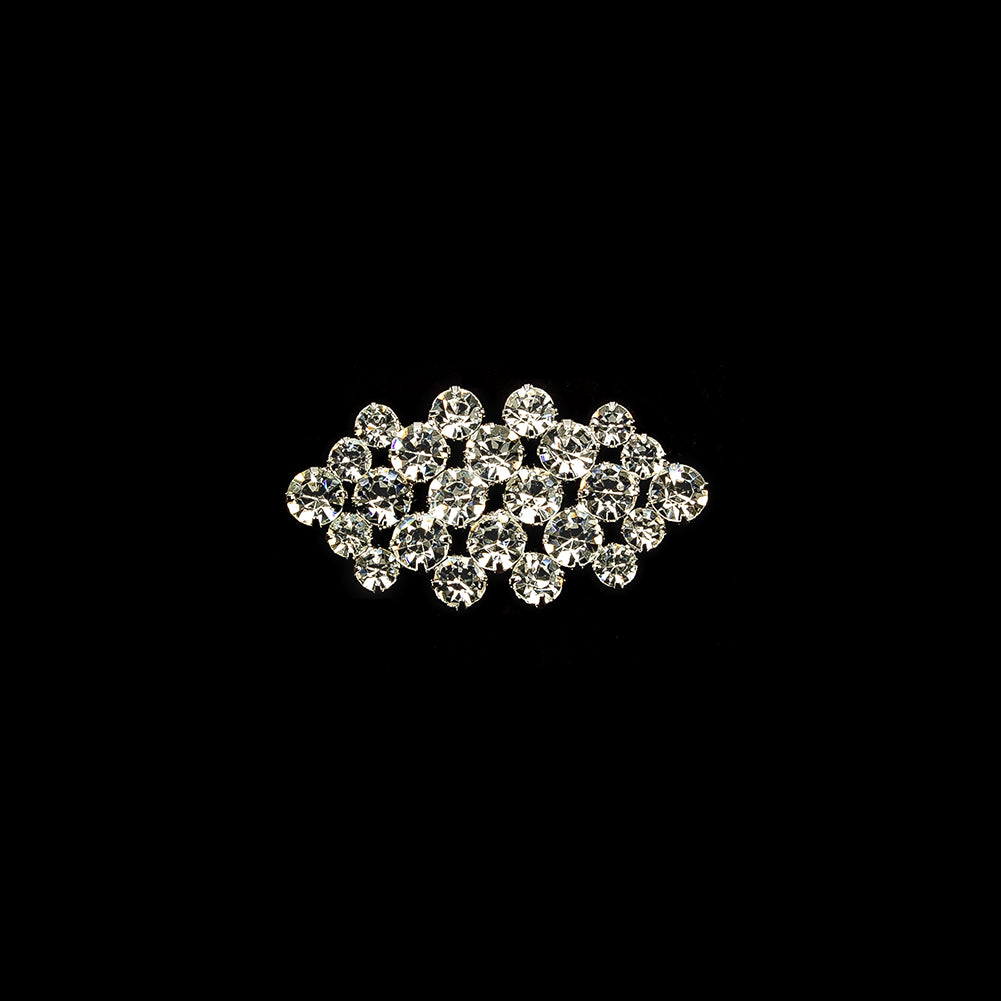 Vintage Czech Crystal Rhinestones and Silver Metal Abstract Ornament - 2.125