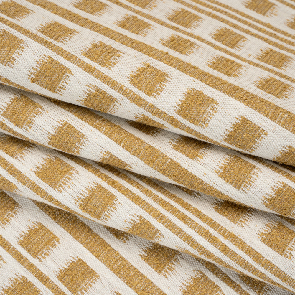 Polyester and Cotton Home Decor Jacquard - Sunflower Ikat Squares in Stripes - British Imported - Joann Fabrics