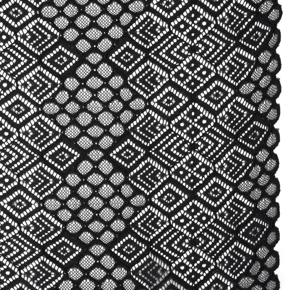 Corded Lace with Finished Edges - Black Decorated Diamond Stripes - Joann Fabrics