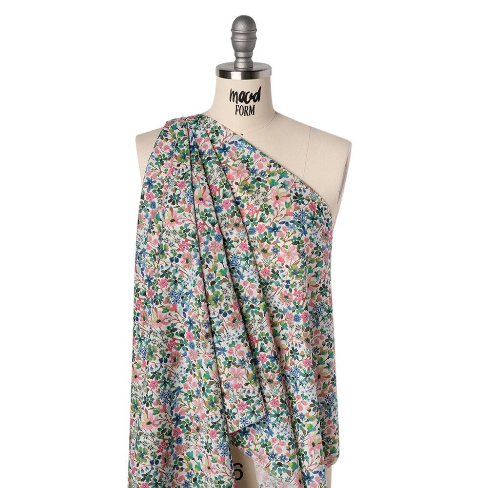 Liberty Fabrics Tana Lawn® - Dreams of Summer Green - Pink, Green and Blue Watercolor Floral - Joann Fabrics
