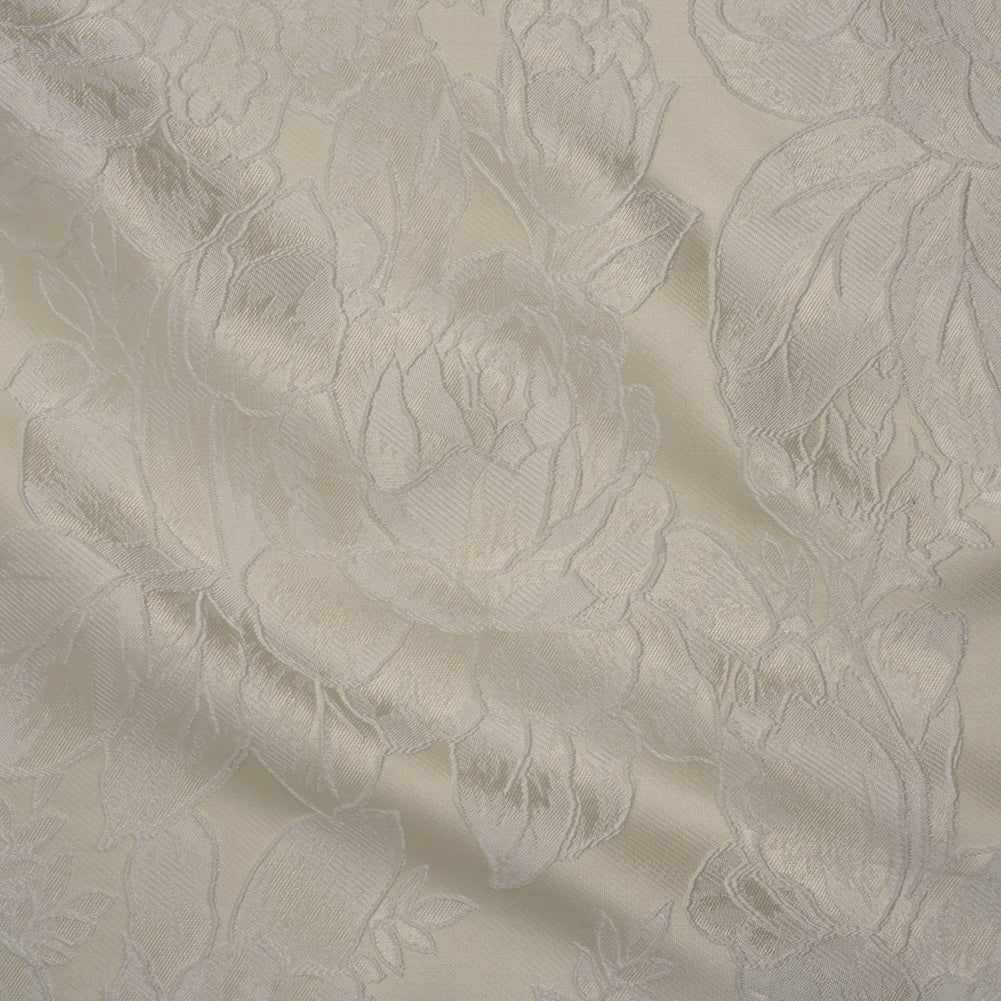 Polyester Brocade - White and Ivory Cabbage Roses - Joann Fabrics