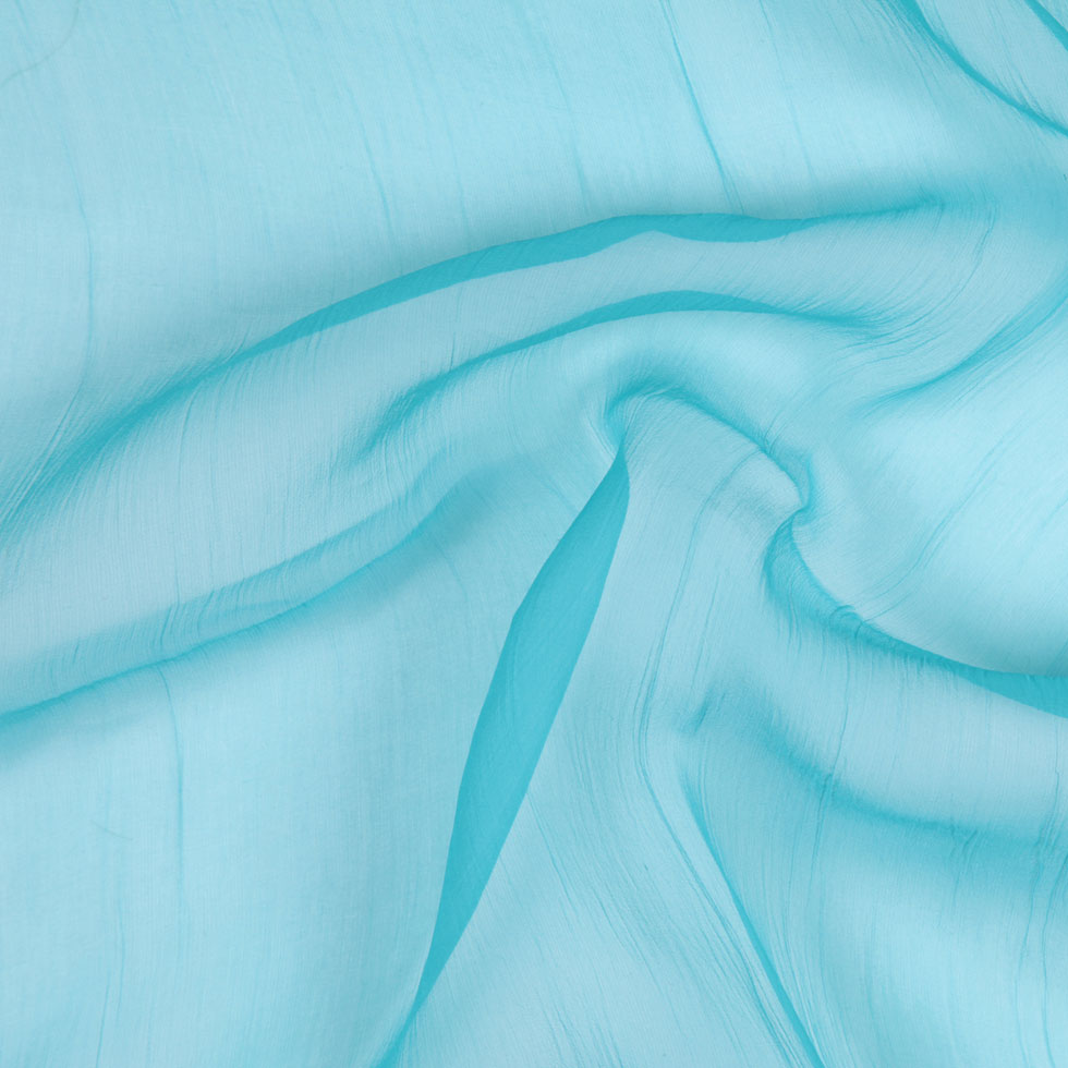 Oscar de la Renta Pool Blue Crinkled Silk Organza - Joann Fabrics