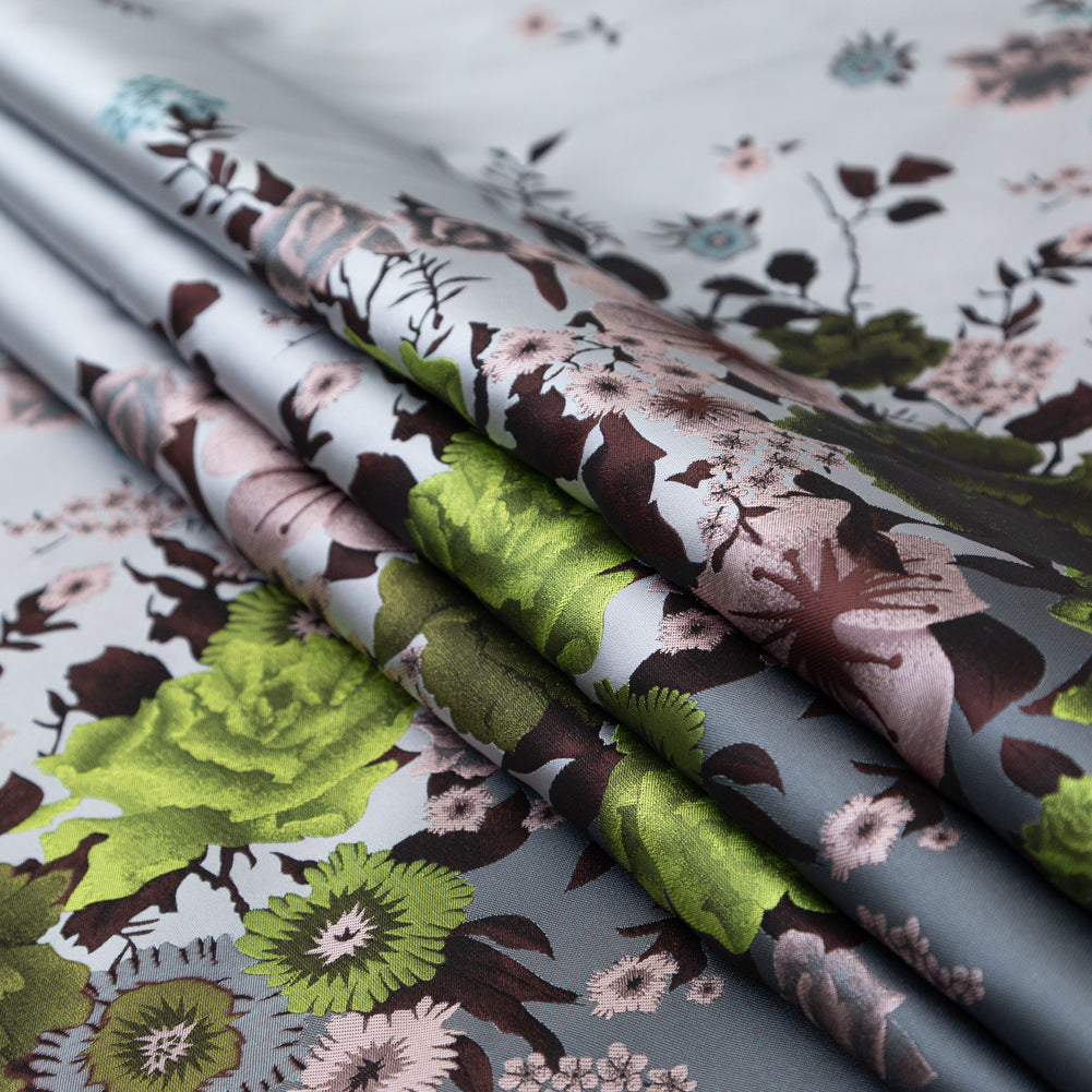 Silver, Green and Mauve Floral Jacquard Panel - Joann Fabrics