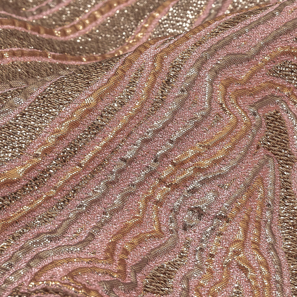 Metallic Gold, Silver and Pink Contour Lines Luxury Brocade - Joann Fabrics