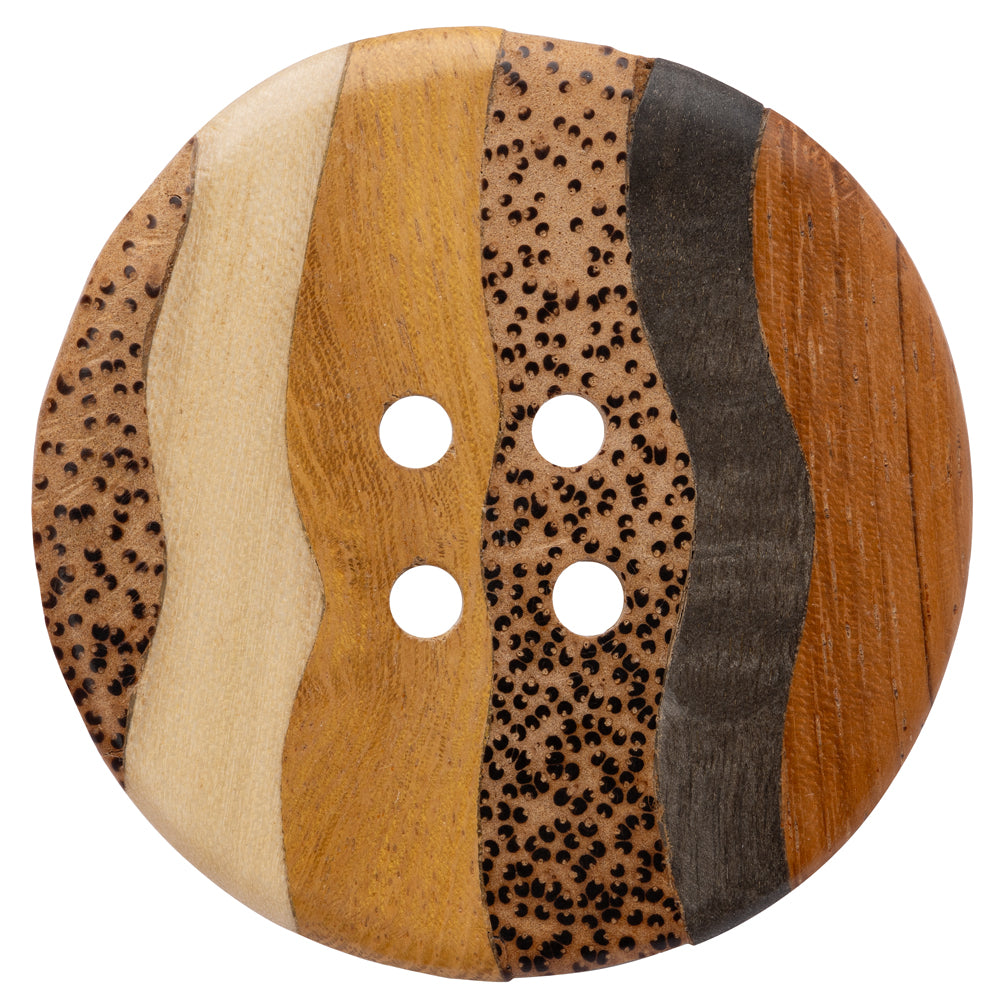 Wood 4-Hole Button - 94L/60mm - Natural Shades Wavy Stripes and Spots - Joann Fabrics