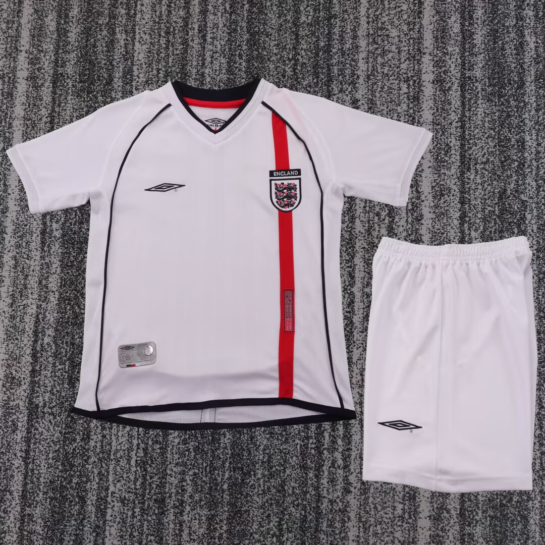 2002 Retro England Home Football Jersey 1:1 Thai Quality Kids Size