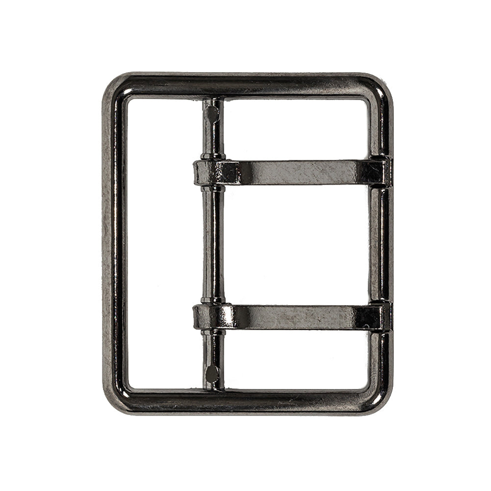 Sturdy Gunmetal Double Tongue Buckle - 2.375 x 2.125