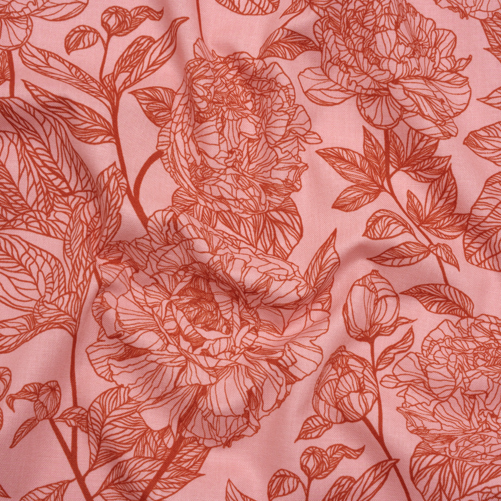 Printed Quilting Cotton by Anna Maria Textiles for Northcott - Rouge Peony Floral - Indelible Collection - Joann Fabrics