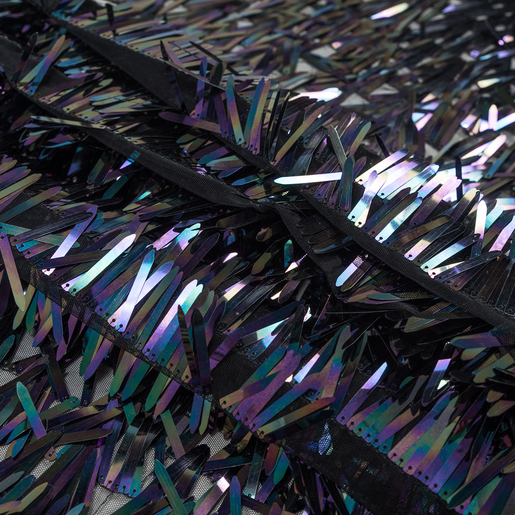 Soft Tulle with Fringe Sequins - Shiny Oil Slick - Phryne Collection - Joann Fabrics