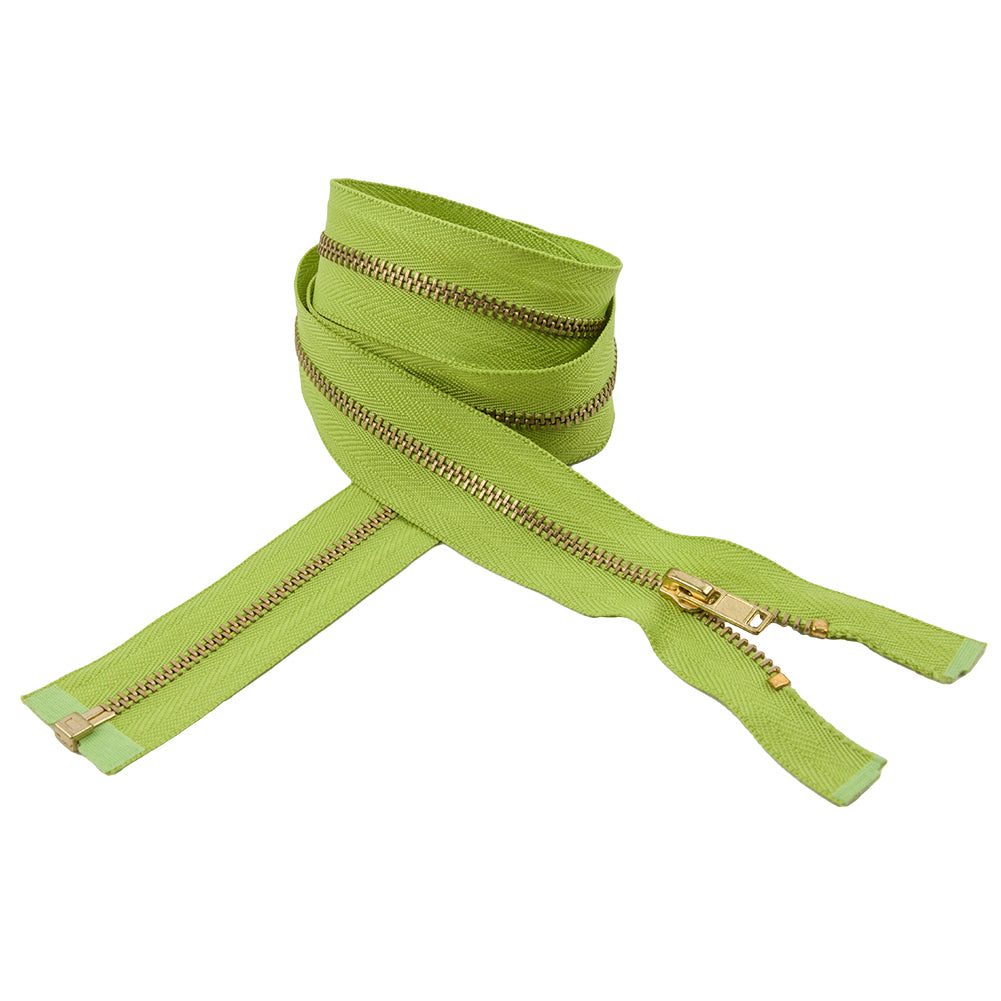 Lime and Muted Gold T5 Open End Metal Zipper - 35.5
