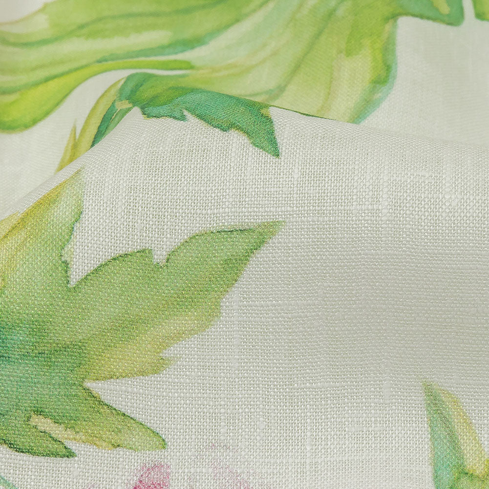 Pink, Green and White Watercolor Roses Medium Weight Linen Woven - Joann Fabrics