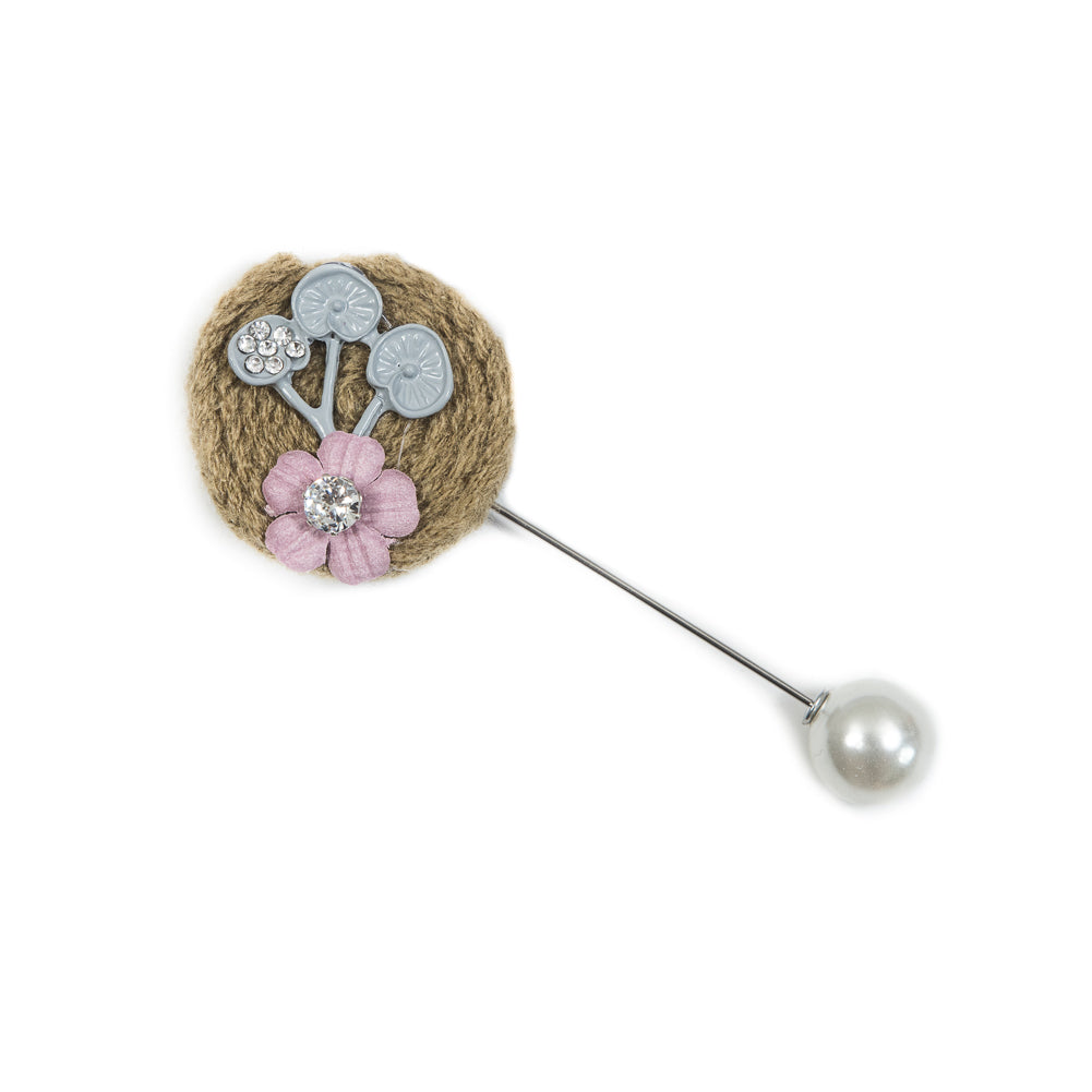 Italian Green and Gray Brooch with Pearl Closure - 3.5