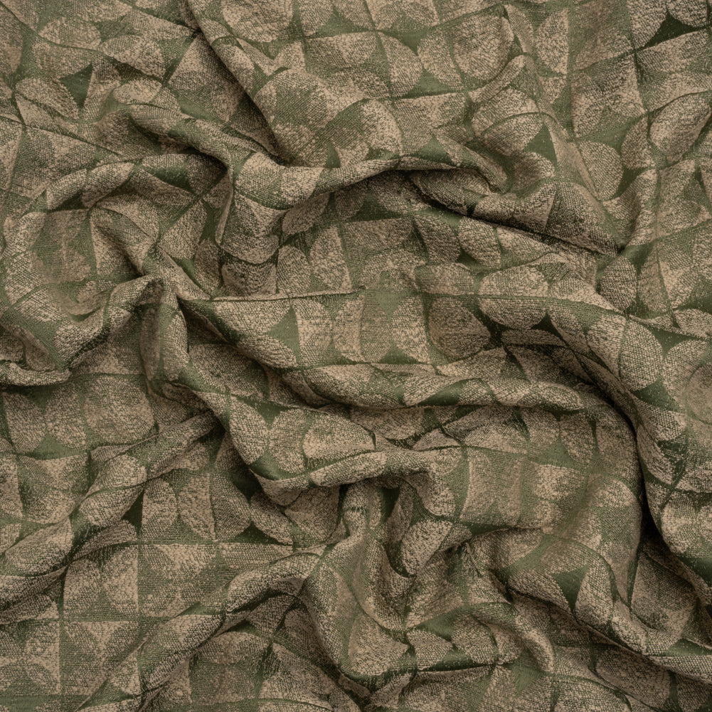 Circles and Slices Recycled Polyester and Cotton Drapery Jacquard - Ivy - British Imported - Joann Fabrics