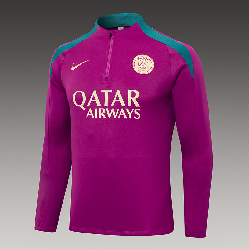 2024/2025 Psg Paris Saint-Germain Half-Pull Training Suit Rose Red Set