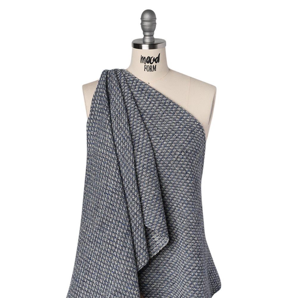 Metallic Wool Blend Tweed Boucle Made in Italy - Blue, Gray and Silver - Joann Fabrics