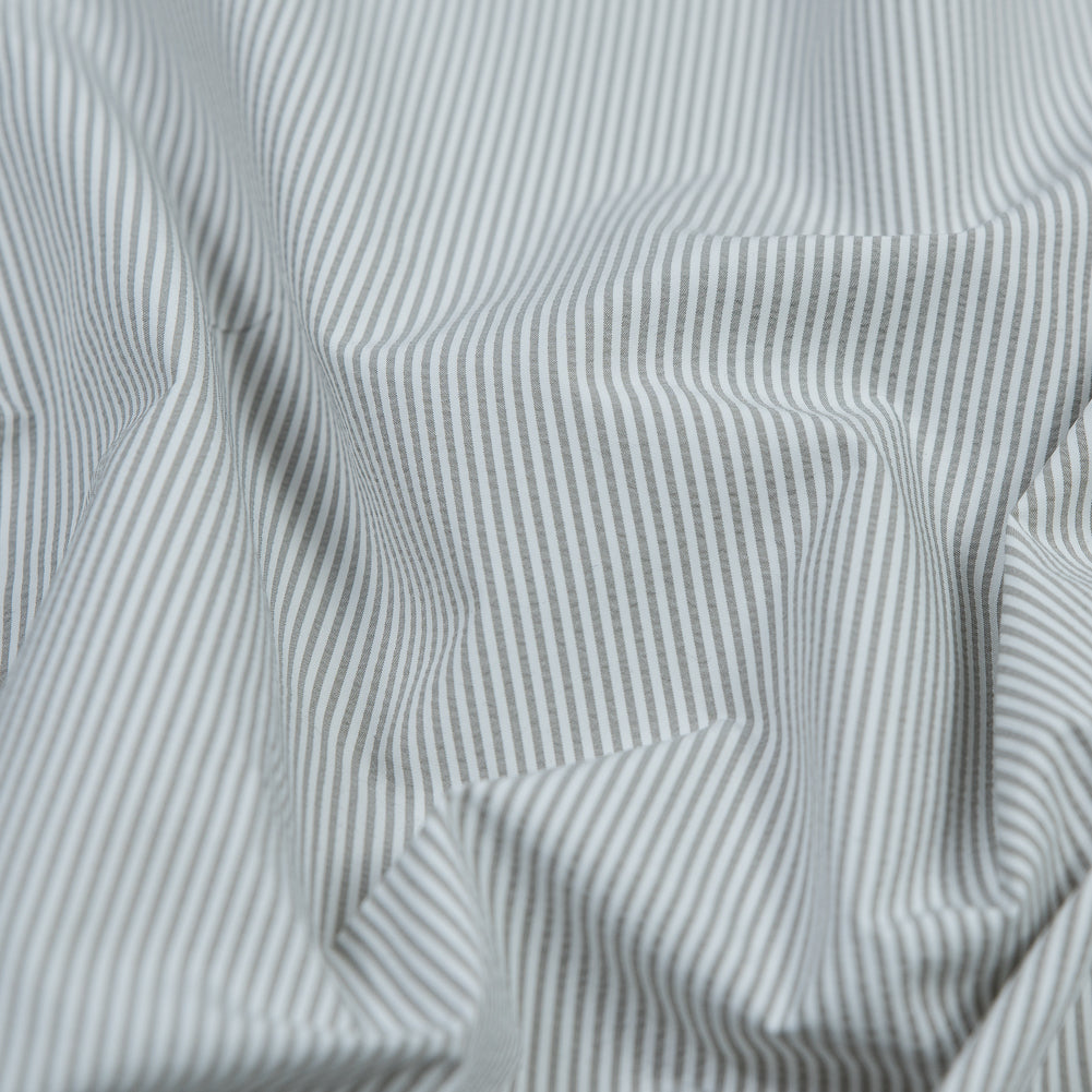 Theory Light Slate and White Striped Polyester Shirting - Joann Fabrics