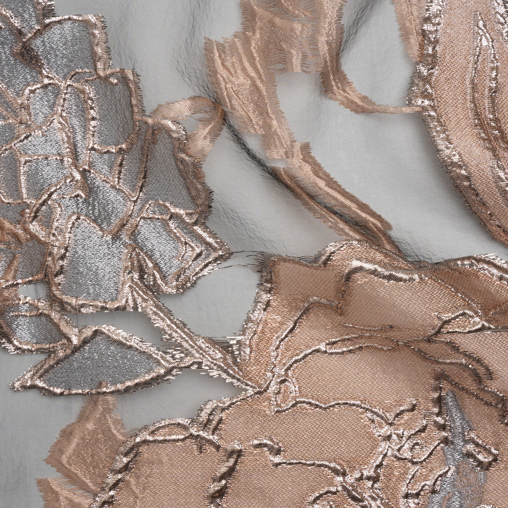 Metallic Burnout Brocade - Blush, Gray and Silver Roses and Hyacinths - Joann Fabrics