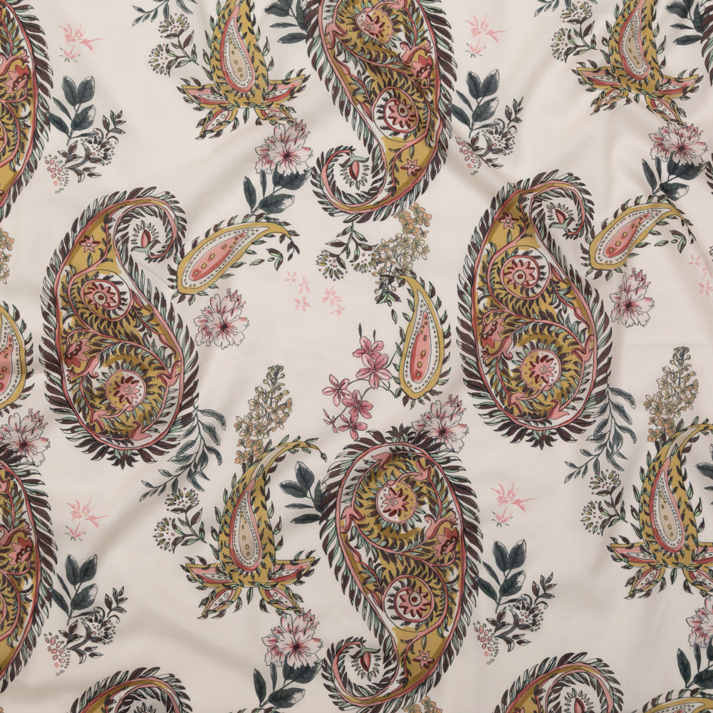 Cotton Voile - Cream Pink Paisleys - Leaving Footmarks Print - Mood Exclusive Kenko Collection - Joann Fabrics