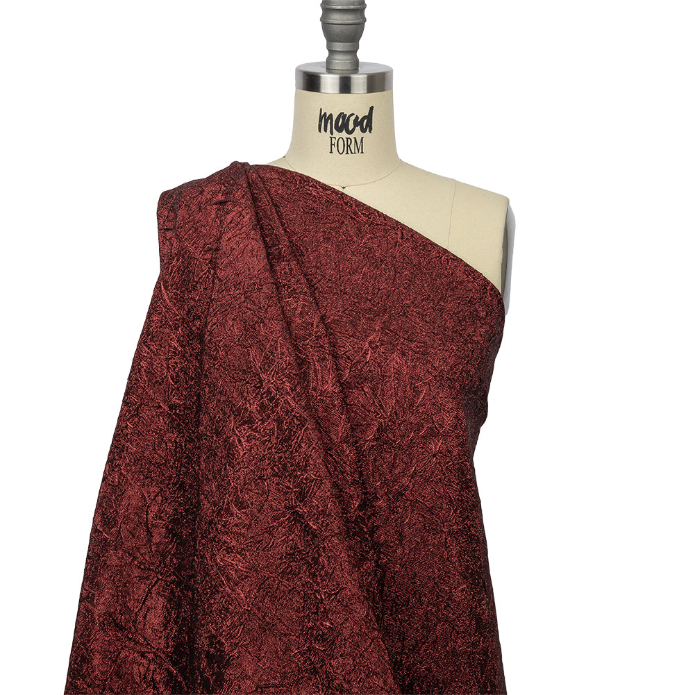 Astrolabe Metallic Dark Red Crinkled Luxury Brocade with Black Backing - Joann Fabrics