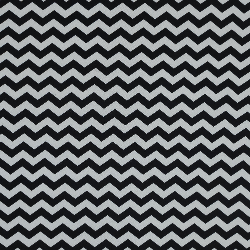 Black and White Zig Zag Printed Polyester Jersey - Joann Fabrics