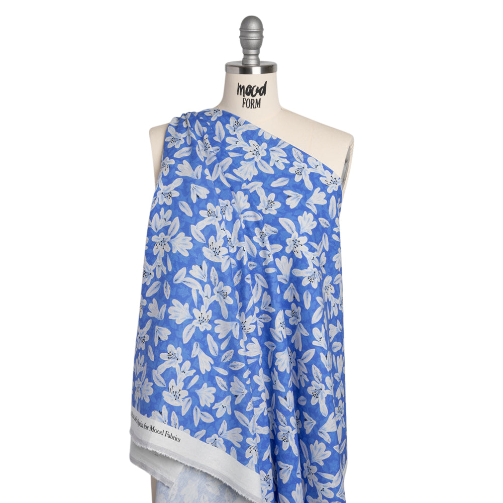 Linen-Rayon Woven - Blue Floral - Daybreak Bloom Print - Mood Exclusive Chariot Collection - Joann Fabrics