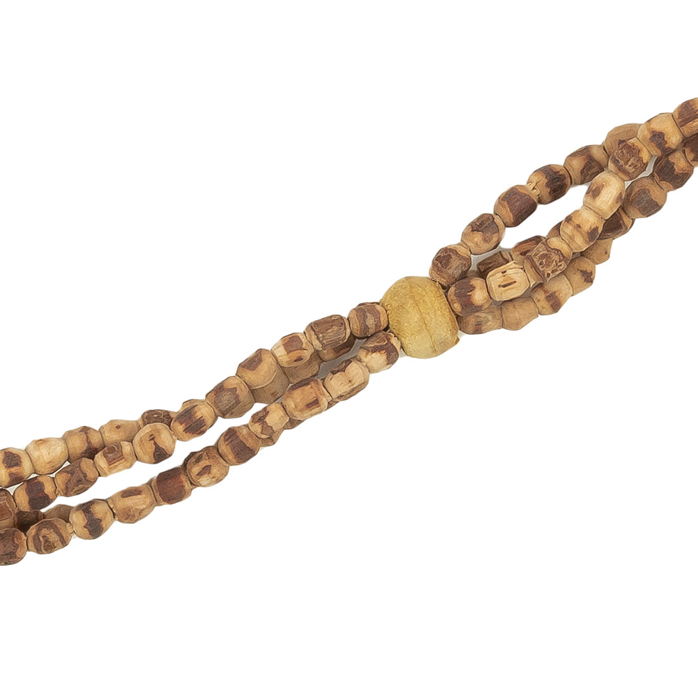 Vintage Beige and Natural Wood Beaded Four Strand Belt - 58