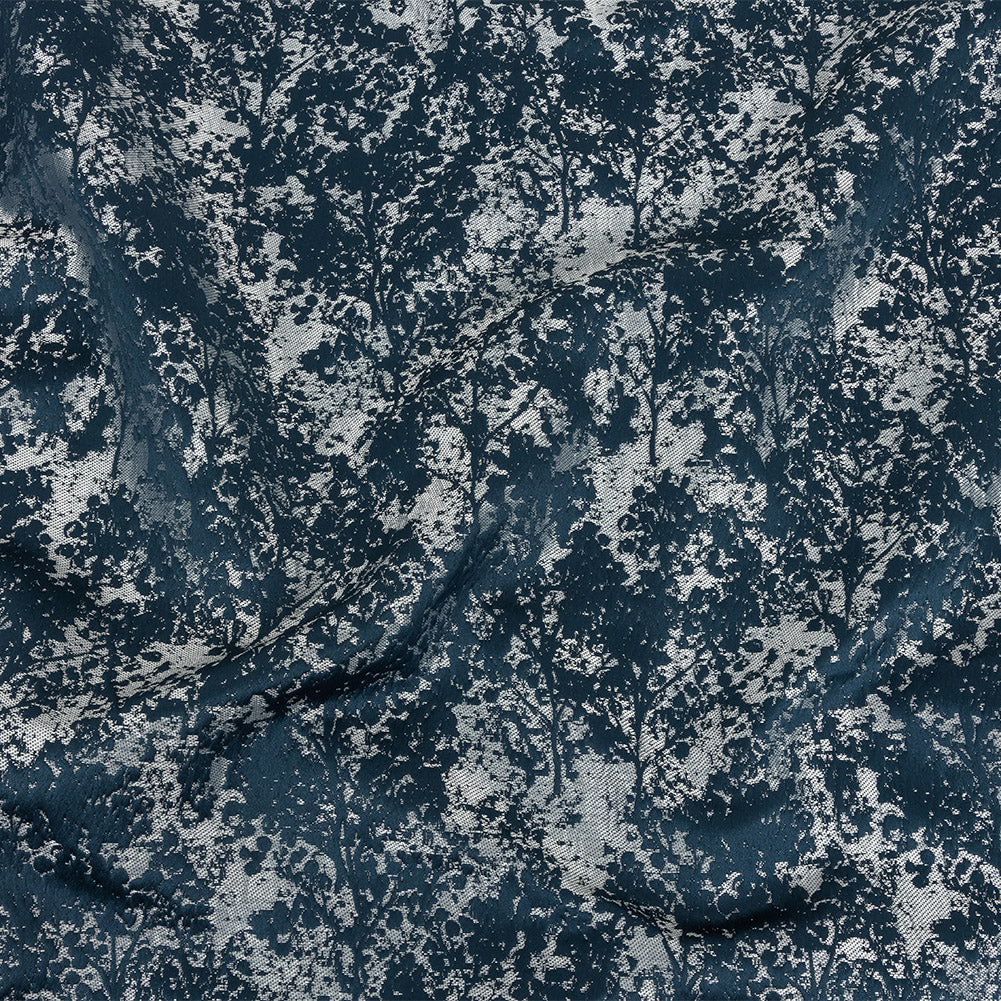 Polyester Jacquard - Indigo Abstract Trees - British Imported - Joann Fabrics