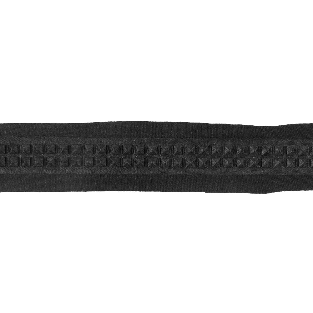 Italian Black Stud Embossed Double Knit Trim - 1