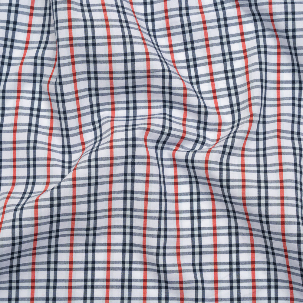 Cotton Shirting - Navy, Sky Blue and Red Plaid - Deadstock - Joann Fabrics