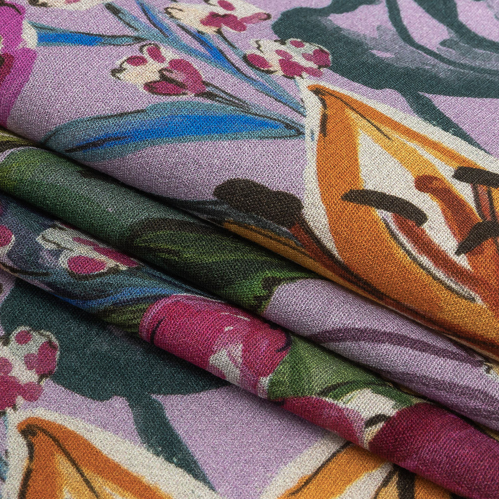 Sustainable Viscose Woven Print - Lavender and Multicolor Floral - Mood Exclusive Flowering Fantasy - Joann Fabrics