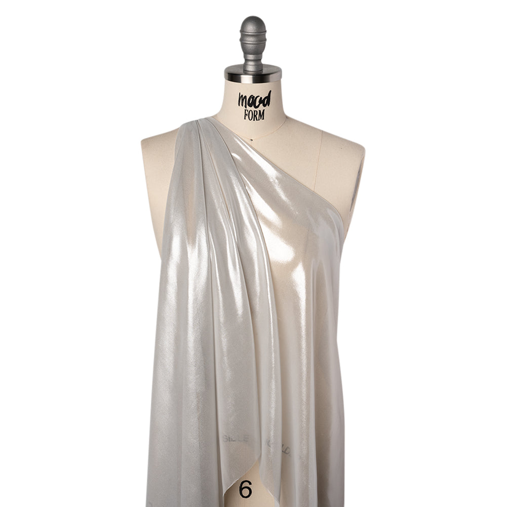 Liquid Sheen Metallic Polyester Chiffon - Silver on White - Liquid Sheen Chiffon Collection - Joann Fabrics