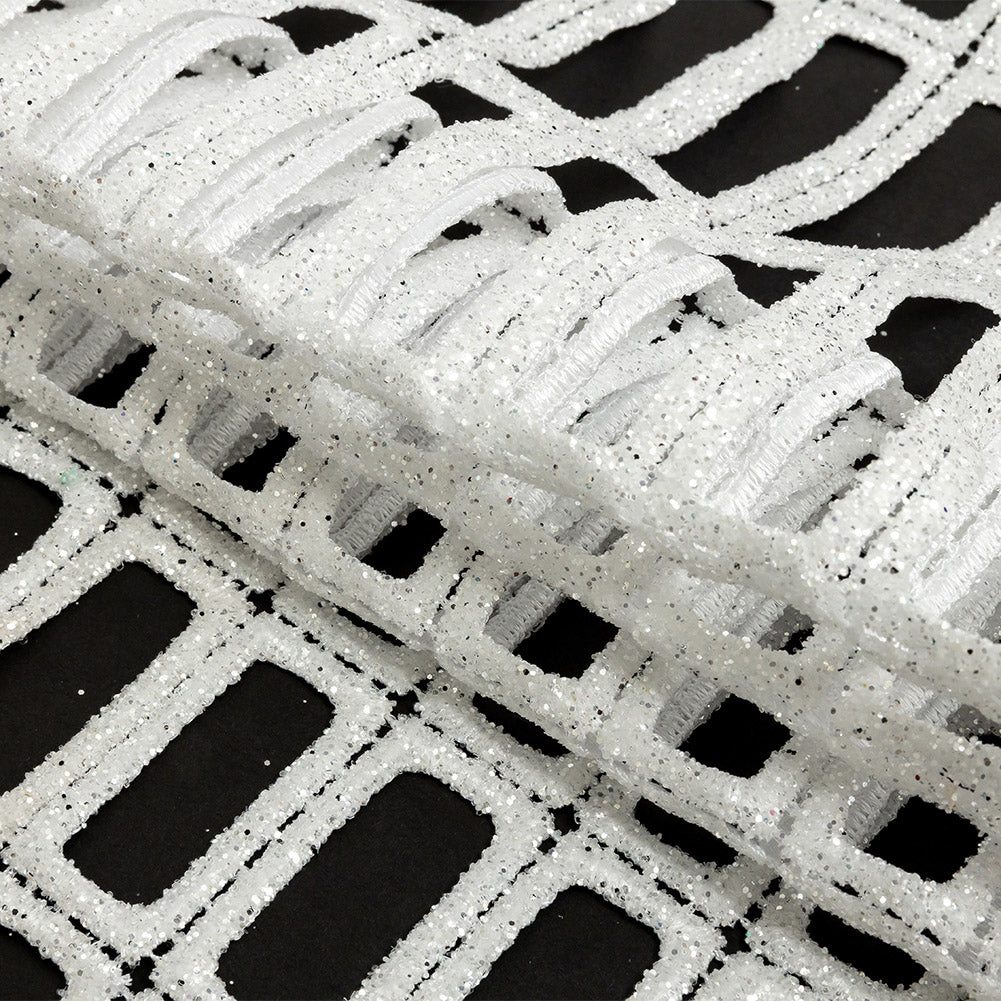 Guipure Lace with Glitter - White Gradient Rectangles - Joann Fabrics