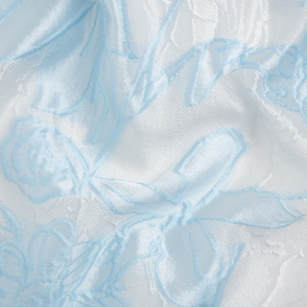 Baby Blue and Cream Floral Sheer Luxury Brocade - Joann Fabrics