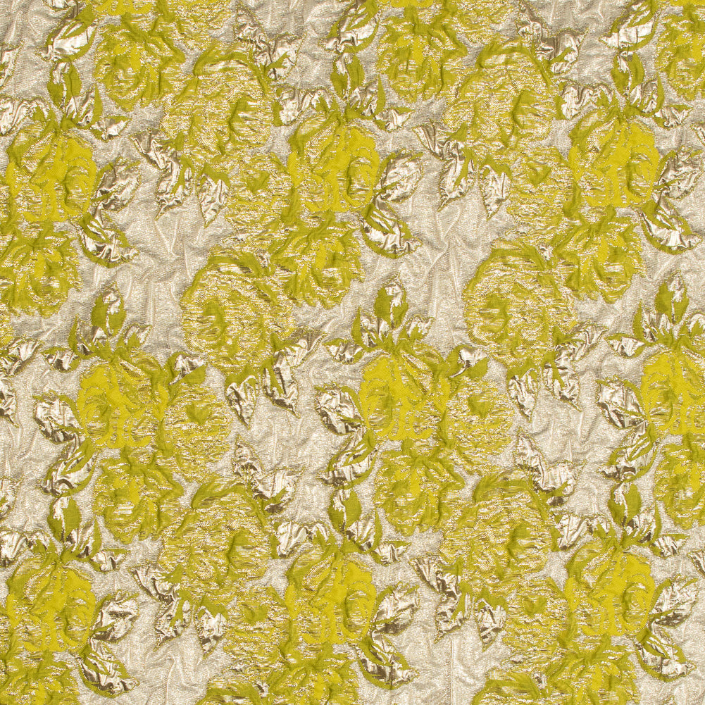 Lime Luxury Floral Metallic Brocade - Joann Fabrics