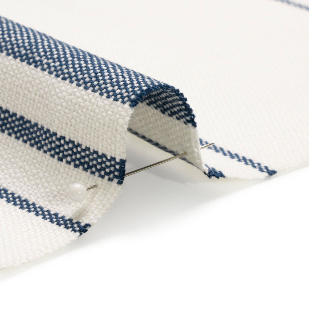 Navy on White Striped Basketweave Cotton Canvas - Joann Fabrics