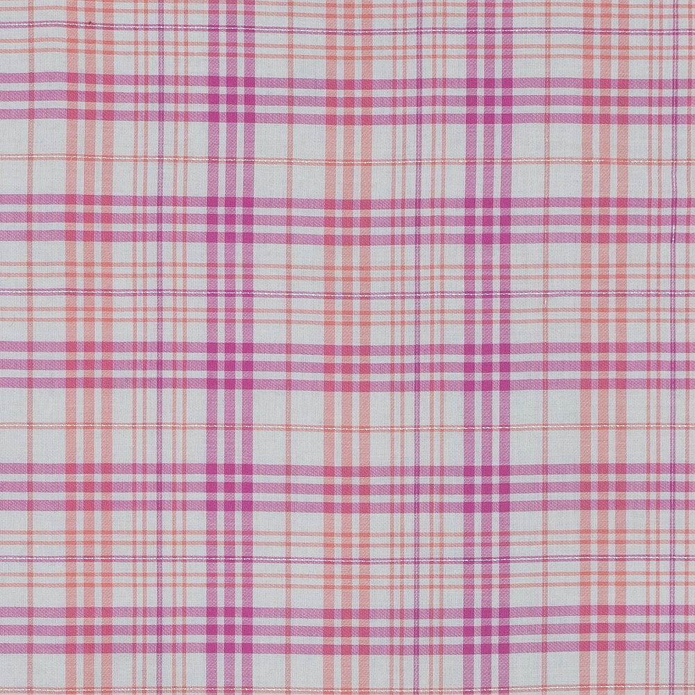 Italian Pink and Orange Metallic Plaid Cotton Voile - Joann Fabrics