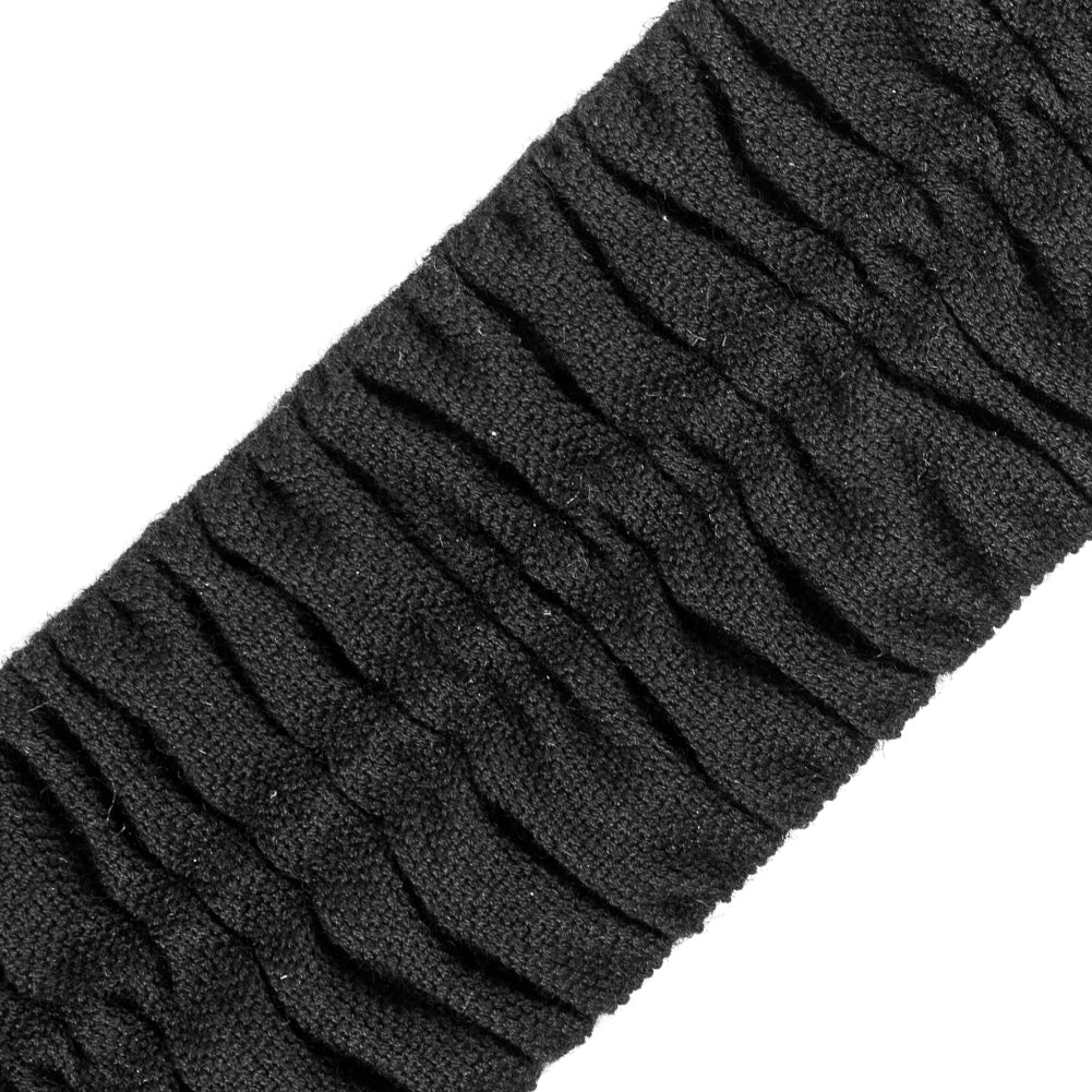 Italian Black Ruched Stretch Wool Trimming - 2.375
