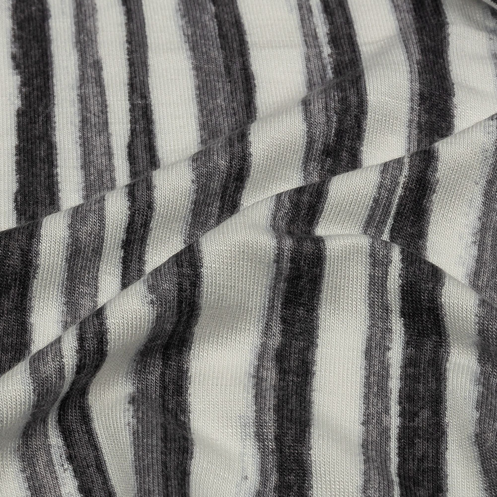 Cool Gray and Off White Painterly Stripes Stretch Rayon Jersey - Joann Fabrics