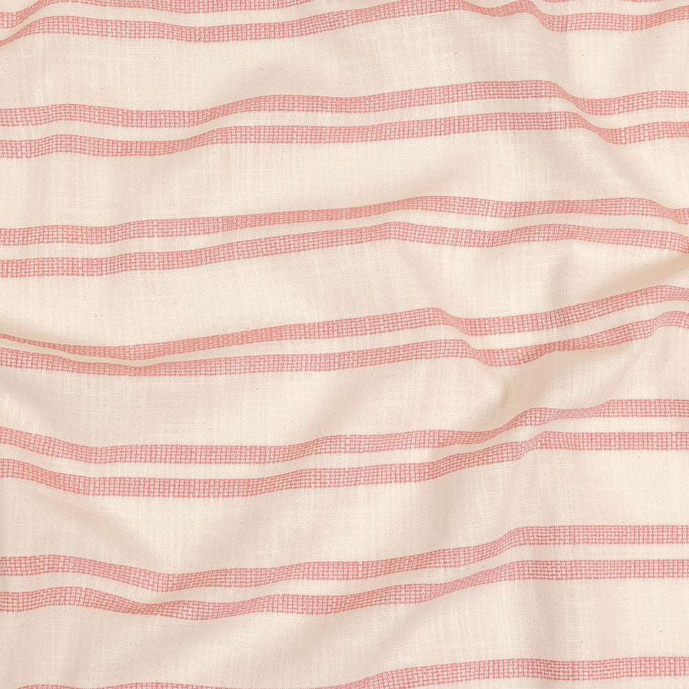 Pink and White Textural Stripes Slubbed Cotton Woven - Joann Fabrics