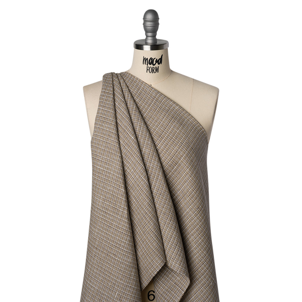 Heavyweight Linen Woven - Beige, Brown and White Shadow Windowpane Check - Joann Fabrics
