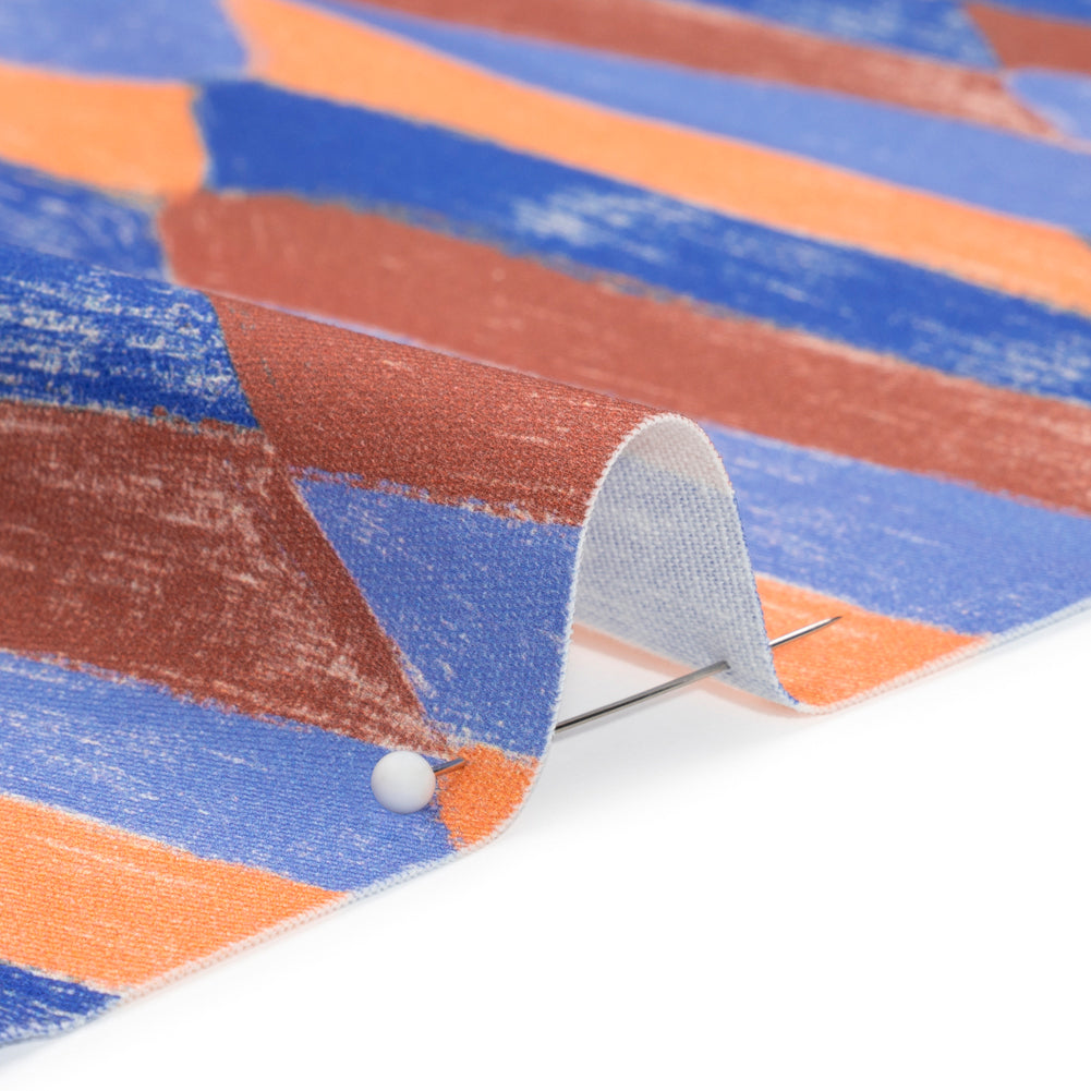 Stretch Cotton Twill Print - Blue and Orange Geometric - Mood Exclusive Checkerboard Chalk - Joann Fabrics