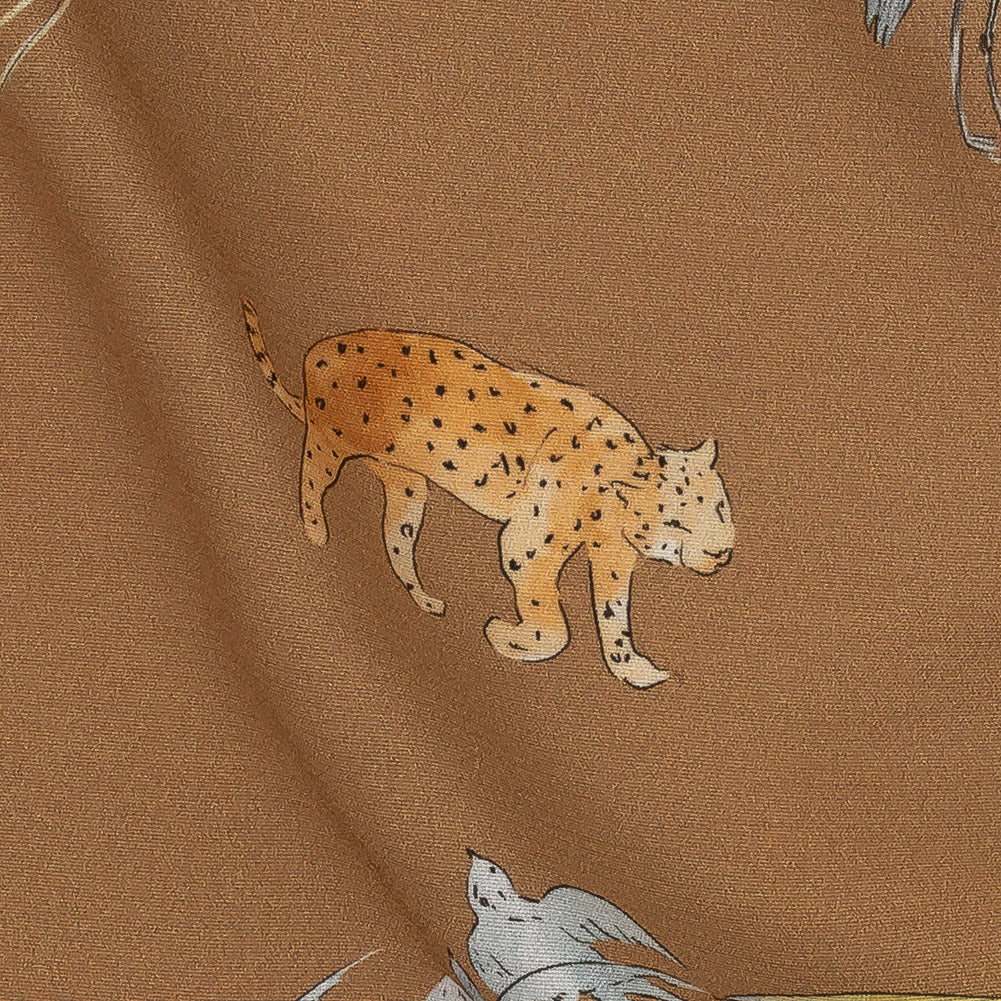 Sustainable Viscose Woven Print - Beige Animals and Palm Trees - Mood Exclusive Savanna Spectacle - Joann Fabrics