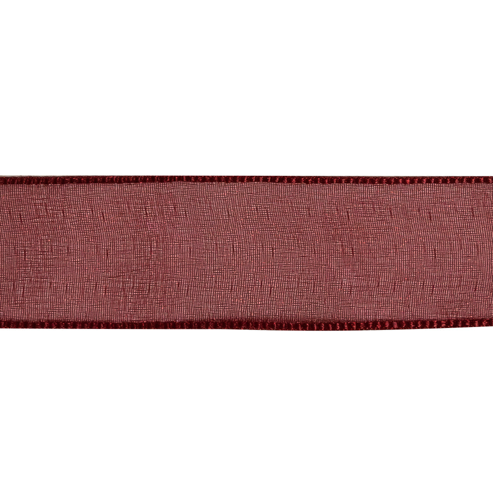 Wine Shimmering Organza Ribbon with Woven Edges - 1.125