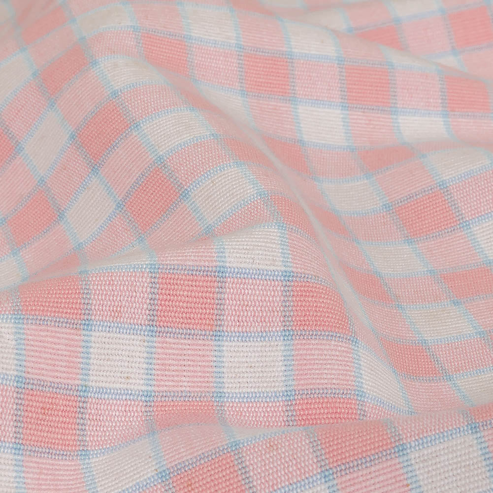 Baby Pink and Blue Checked Handwoven Cotton - Joann Fabrics