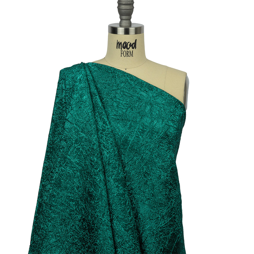 Astrolabe Metallic Teal Crinkled Luxury Brocade with Black Backing - Joann Fabrics