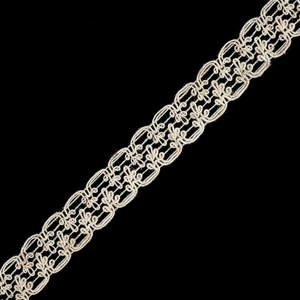 Natural Rhythmic Swirls Crochet Lace Trimming - 1.25