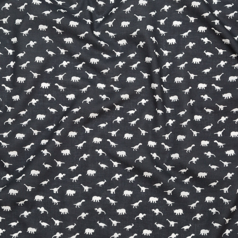 Cotton Voile - Black and White Dinosaurs - Allegorical Dreams and Presentiments Print - Mood Exclusive Crow Collection - Joann Fabrics